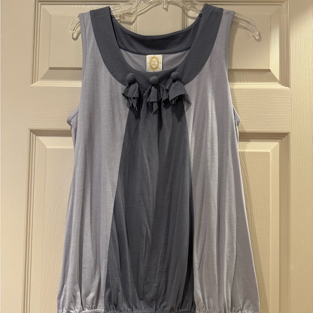 Gray Sleeveless Ruffled Tank Top